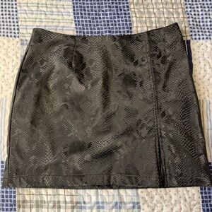Black Faux Snakeskin Mini Skirt